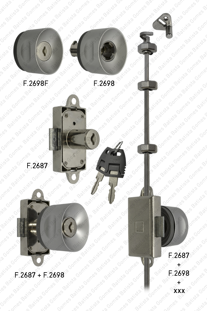 Fechadura com cilindro amov�vel + Puxador para arm�rios
